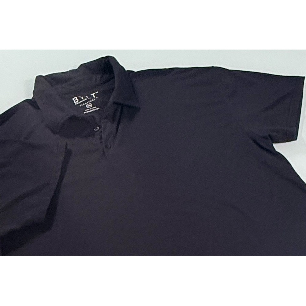 BYLT Solid Black Polyester Blend Mens Collared Performance Polo Shirt - XXL